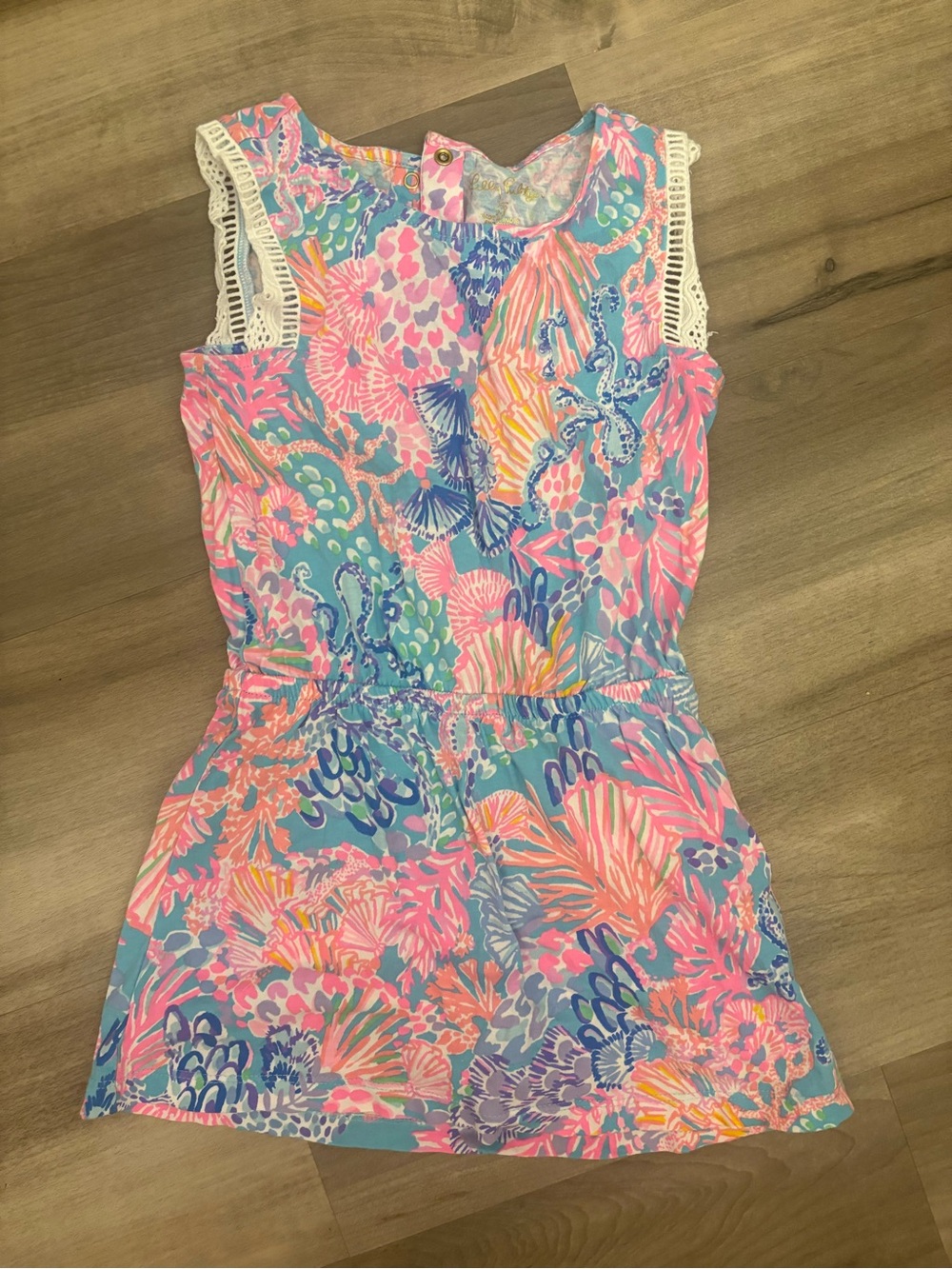 Lilly Pulitzer Girls splendor in the sand  Pink Blue Floral Romper